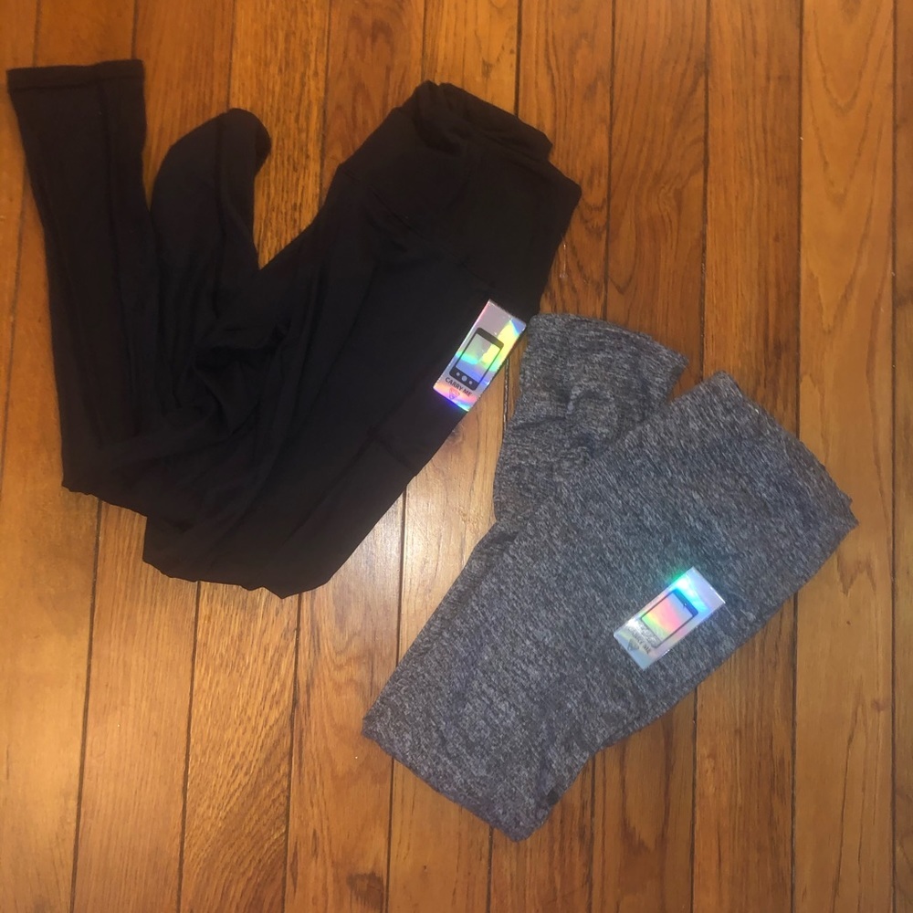 Leggings 2-Pack Bundle Black & Heather Gray NWOT